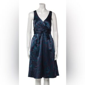 Marc by Marc Jacobs Blue Satin Cocktail Dress 4 Silk Blend Party Wedding Midi